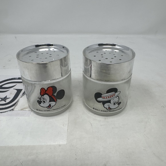 Disney Other - WALT DISNEY PRODUCTIONS MICKEY MINNIE GLASS SALT AND PEPPER SHAKERS VINTAGE